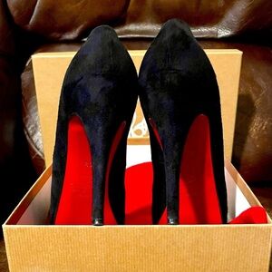 Christian Louboutin Very Prive  120mm Veau velour platform Peep pump EU 38.5
